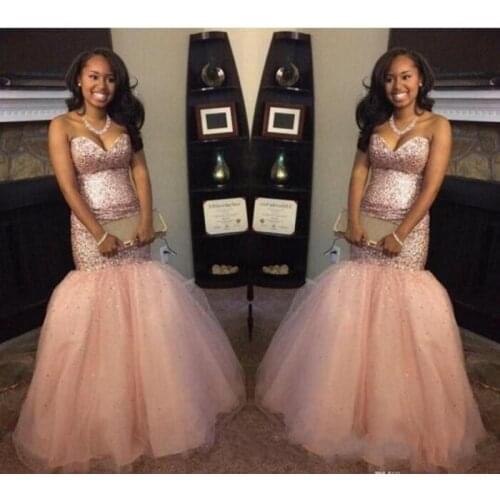 2020 New Pink Blingbling Sequins South Africa Black Girl Backless Mermaid Prom Dresses Long Evening Gowns robe de soriee