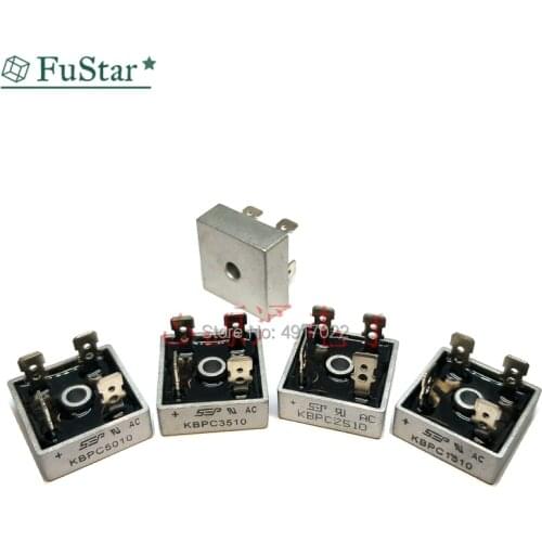 2PCS KBPC5010 50A KBPC1510 15A KBPC2510 25V KBPC3510 35A1000V DIP4 Single-phase Rectifier Bridge Square Bridge Pile Copper Foot