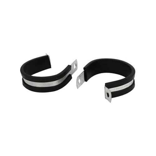42mm Dia EPDM Rubber Lined P Clips Cable Hose Pipe Clamps Holder 2pcs