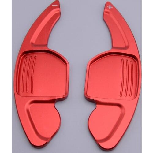 2pcs Car Steering Wheel Shift Paddle Gear Shifter Extension Aluminum Alloy Red Fit for Audi TT Q7 R8 A6 S4