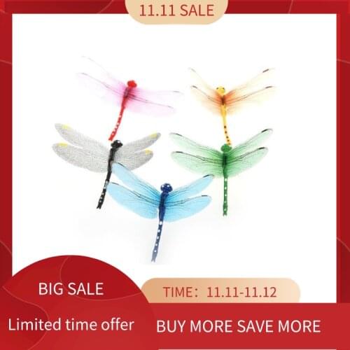 5pcs 8cm 3D Artificial Dragonflies Luminous Fridge Magnet for Home Christmas Wedding Decoration, Colors Randomly Send