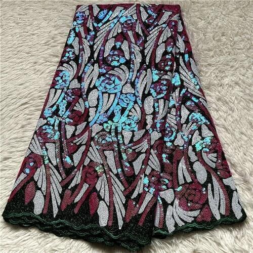 African Net Lace French Sequin Fabric 2021 High Quality Embroidered Nigerian Tulle Laces Mesh Fabrics for Sewing jy015