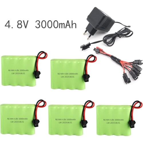4.8v 3000mAh Ni-MH AA Battery and Charger For RC Car Robot Tank Gun Boat 4.8v 2400mah 4.8v Rechargeable Battery Pack