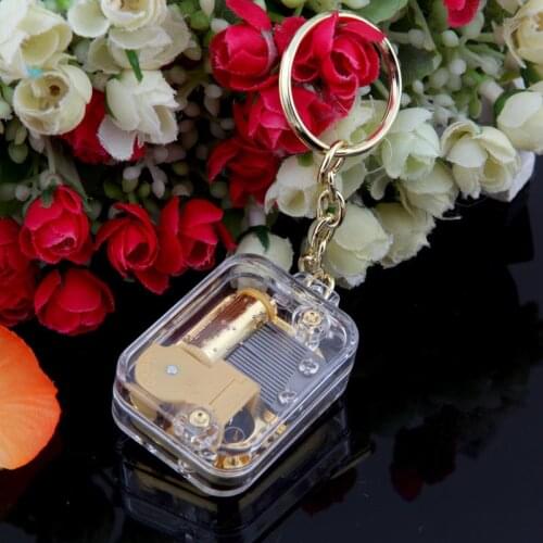 Acrylic gilded keyrings music box keychain golden wedding souvenir gift birthday gifts free shipping Angelas gifts