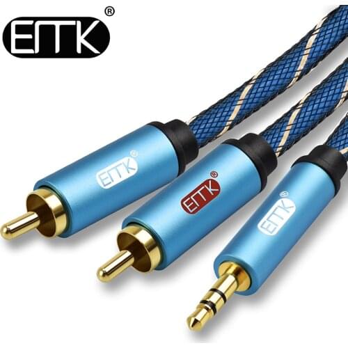 EMK 3.5mm to 2RCA Audio Cable RCA to 3.5 AUX Jack Cable for DJ Amplifiers Subwoofer Audio Mixer Home Theater DVD