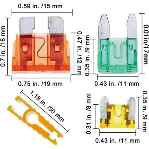Automotive Fuses Standard & Mini & Low Profile Replacement Fuses (2A/5A/10A/15A/20A/25A/30A/35A) with Fuse Puller