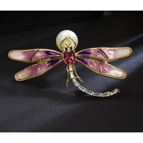 Red Trees Brand High Quality Dragonfly Brooch For Women 2018 New Fashion Enamel Brooch Pins Jewelry Wholesale New Year Gift