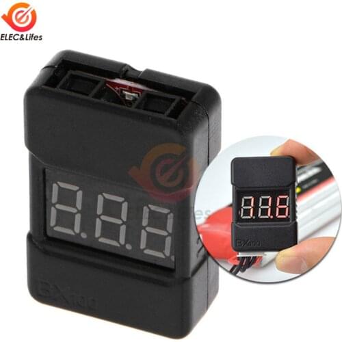 BX100 1-8S Lipo Battery Voltage Tester / Low Voltage Alarm Buzzer Dual Channel Speakers