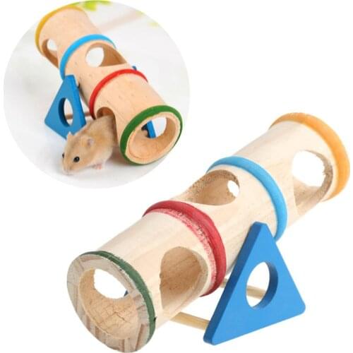 Wooden Colorful Seesaw Cage House Hide Play Pet Toys For Hamster Rat Mouse Mice L4MB