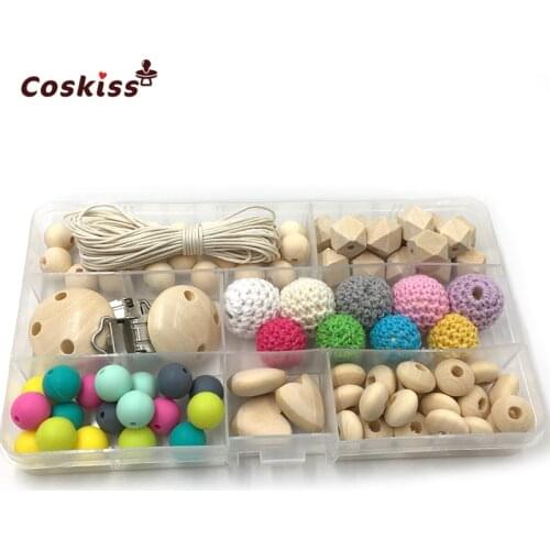 Wooden Hearts Wooden Geometric Hexagon Bead Abacus Bead Crochet Bead Nipple Clips Mixed Colors Round Silicone Beads Baby Teether