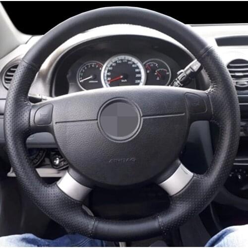 DIY Black Faux Leather Steering Wheel Cover For chevrolet aveo LOVA buick Excelle daewoo gentra 2013 2015 lacetti 2006 - 2012