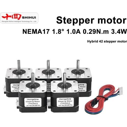 NEMA17 1.8° 2-Phase 4-Wire Hybrid Stepper Motor 1.0A 0.29N.m 3.4W 3D Printer Motor CNC Kit 17HS3401S