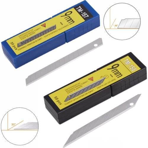 EHDIS 9mm 50/100pcs Carbon Steel Spare Blade Replaceable Art Knife Vinyl Car Wrap Paper Snap Off Cutter Window Tint Slitter Tool