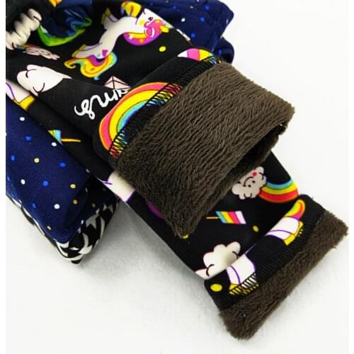 Funfeliz Winter Spring Girls Leggings Thick Warm Fleece PU Legging for Girl Pant Children Pants 2-11 years Kids Print Trousers