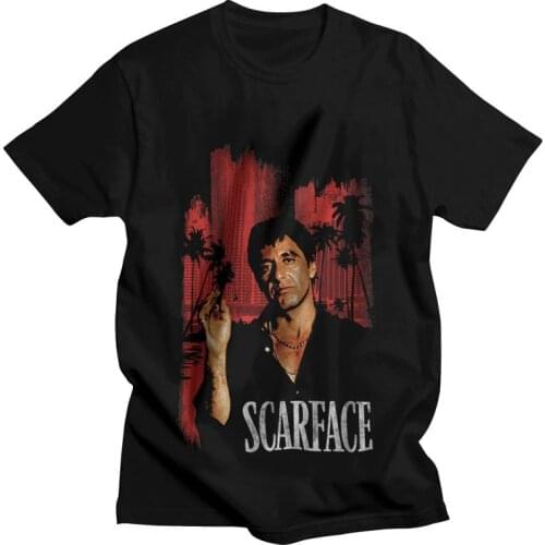 Scarface Tony Montana T Shirt Mens Cotton Printing T-shirts Funny Tshirt Short Sleeve Pacino Gangster Mafia Movie Tee Top Gift