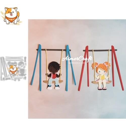 Swing Boy Girl Metal Cutting Dies Mold Knife Scrapbooking Stencil DIY Embossing Craft Die Cuts Card Making New Dies For 2021