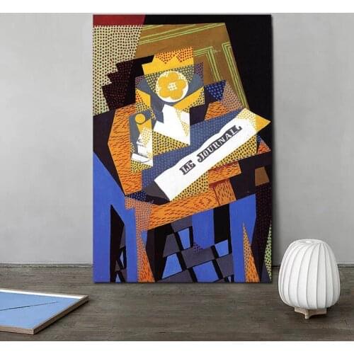 Juan Gris Newspaper And Fruit Dish Canvas Painting Posters Prints Marble Wall Art Painting Decorative Picture Modern Home Decor