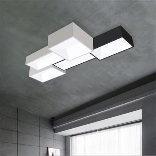 New Geometric Box Combination Ceiling Light Foyer Foyer Bedroom Black/White Iron Acrylic Illuminare Lamps 2349