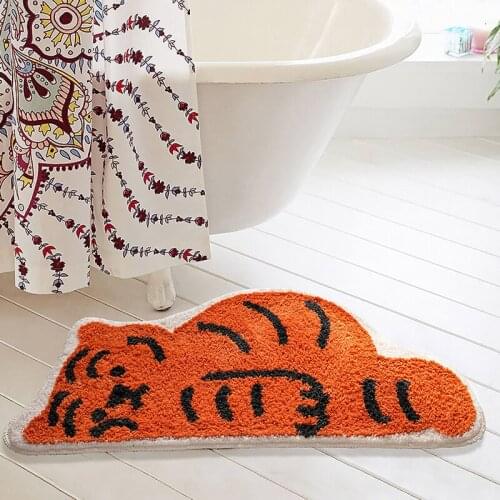 Tiger Bathroom Mat Fluffy Bath Tub Side Anti Slip Rug Floor Pad Animal Home Door Entry Mat Welcome Doormat for Indoor Outdoor