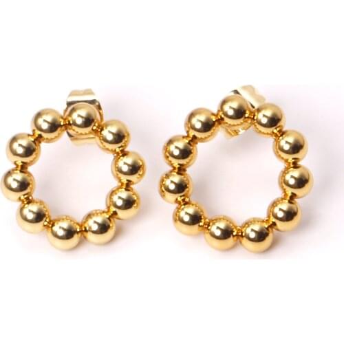 Round Stud Earrings Steel Ball Gold/Silver Color Korean Style 316L Stainless Steel Fashion Jewelry Geometric Earrings Gift