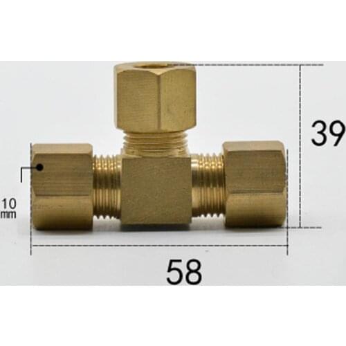 Brass Tee 3 Way Commpression Fitting Union Connector Fit Tube OD 10mm Water Gas Fuel