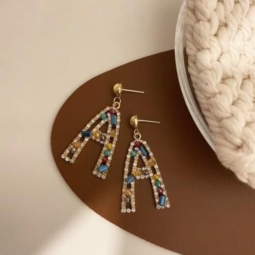 Summer new personality creative letter A-shaped earrings luxury fashion casual banquet party earrings for women