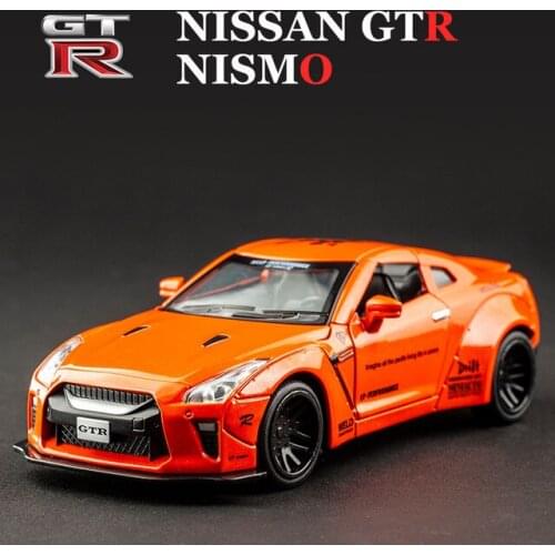 1:32 Diecast Toy Car Model JDM Nissan Skyline Ares GTR R34 R35 Miniature Scale Alloy Metal Simulation Vehicles for Children Gift