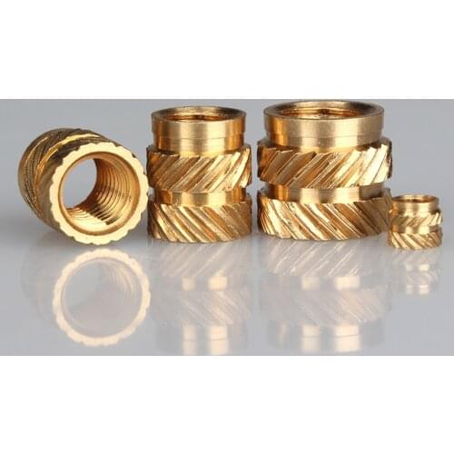 M2.5 100Pcs Brass Hot Melt Inserts Nut Heating Molding Copper Thread Inset Nuts SL-type Double Twill Knurled Injection Brass Nut