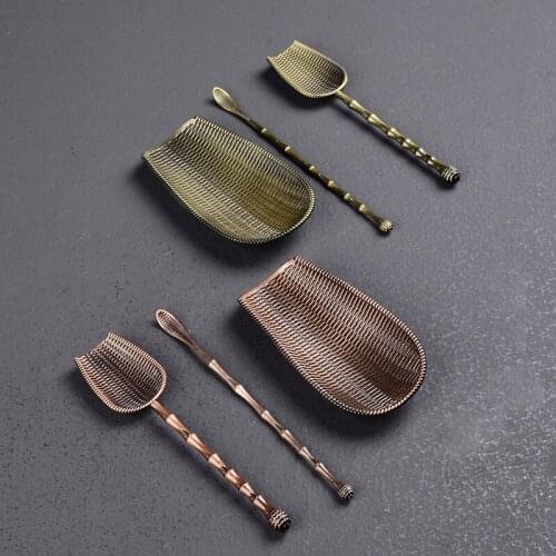 Copper Coffee Tea Spoon Chinese Tea spoons Chooser Holder High Quality Chinese Kongfu Tea Accessories Tools
