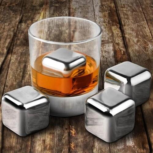 Reusable Stainless Steel Ice Cubes Coolers Ice Wine Stone Quick-frozen Chilling Stones for Whiskey Wine&red Wine Longer Coling
