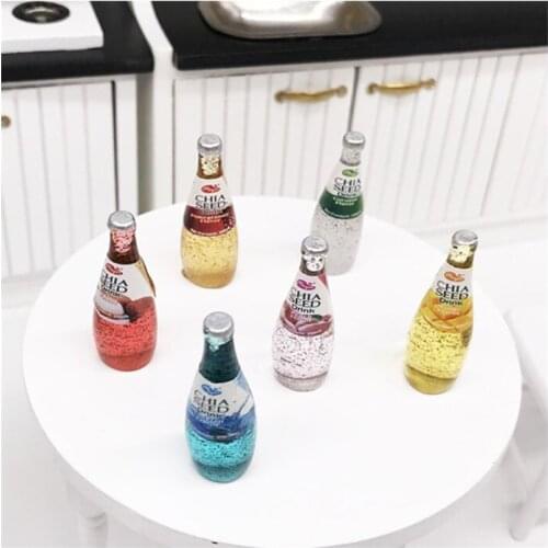 Fashion Mini Doll House Kitchen & Dining Room Set Piece Play With Jam Fruit Juice Bottle Drink For Girls Toy Birthday Gifts