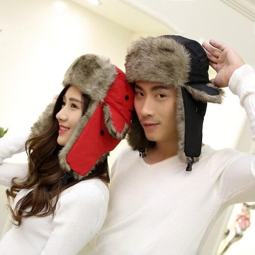 New Arrival Thickening Russian Hat For Women Men Unisex Trapper Hat Earflap Cap Faux Fur Bomber Hat