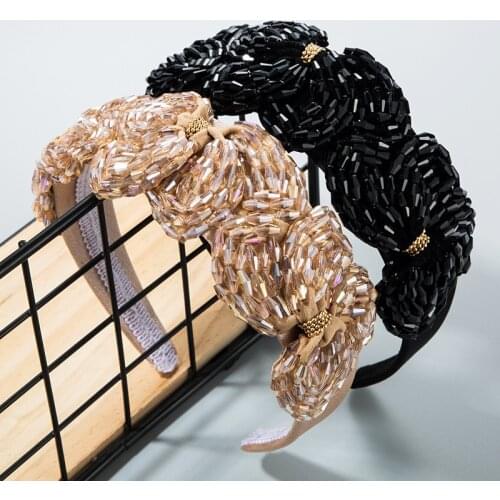 New Luxury Crystal Flower Headband for Women Bezel Wide Side Hair Hoop Female Lady Dance Party Hairband Hair Accessories Jewelry