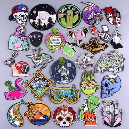 DIY Wilderness/Alien patch embroidered patches for clothing Badges Iron On Patches Stripe On Clothes Applique Jacket Jeans patch