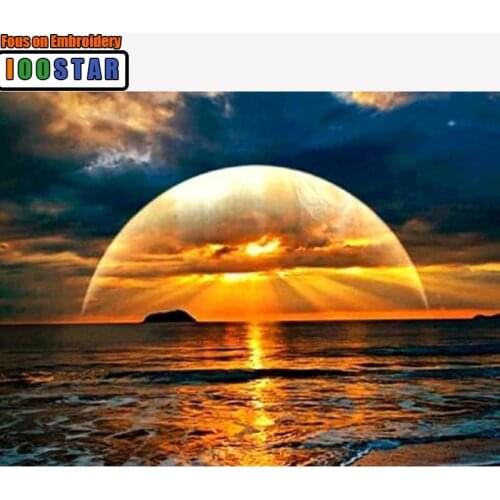 Full Square Diamond 5D DIY Diamond Painting "Sunset" Embroidery Cross Stitch Rhinestone Mosaic Painting Decor