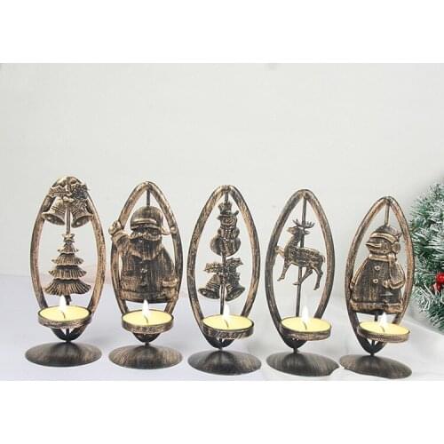 Retro Christmas Ornaments Creative Candle Holder Decoration Christmas Articles Iron Candle Holder Merry Christmas Decor For Home