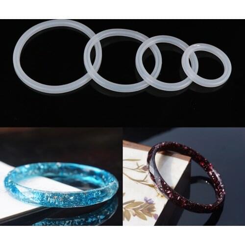 4Sizes DIY Bracelet Resin Casting Silicone Mold Round Keychain Bag Handle Mold Jewelry Craft