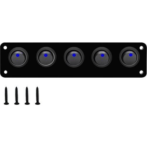 12V-24V 5 Gang 3 Pin ON/Off Toggle Rocker Switch Control Panel with LED Backlit Replacement for RV Truck Boat SUV Trailer
