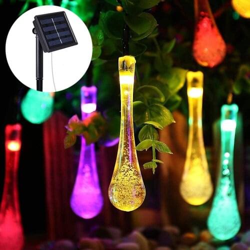 Outdoor Solar Lamp String Lights 20 50 LEDs Water drop Fairy Holiday Christmas Party Garland Solar Garden Waterproof