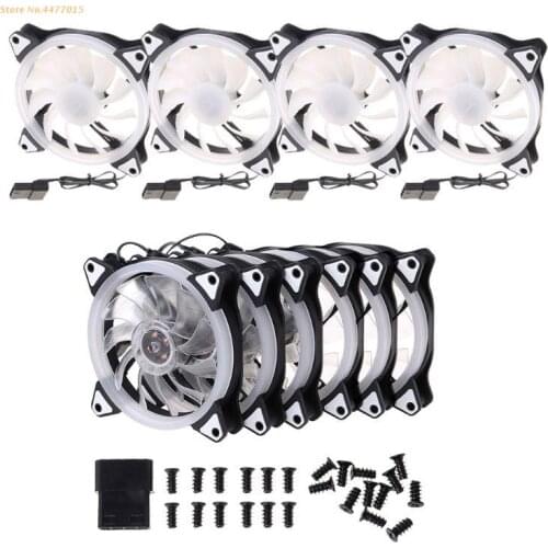 1Set 120MM Computer PC Laptop Case Cooling Fan Adjustable RGB LED Light Cooler Quiet Cool Fan with Screws Accessories Drop ship