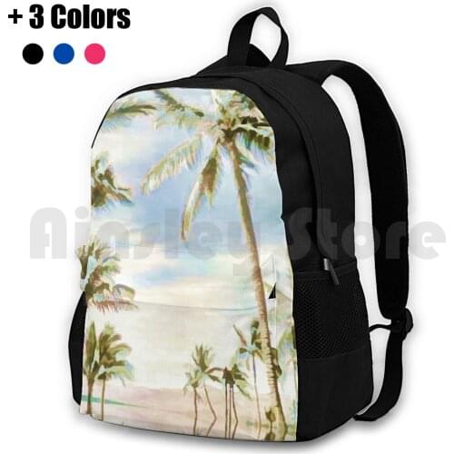 Vintage Hawaiian Beach / Blue Outdoor Hiking Backpack Waterproof Camping Travel Vintage Hawaiian Beach Blue Coastal Living