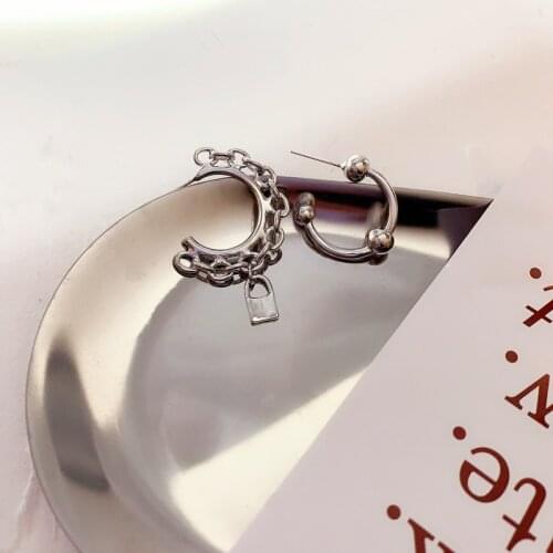 Drop Earrings for Women Geometric Chain Asymmetric Earrings Simple Fashion Hip Hop Style Earrings Jewelry Wholesale