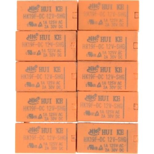 High Quality DC 12V SHG Coil DPDT 8 Pin 2NO 2NC Mini Power Relay PCB Type HK19F / 10Pcs