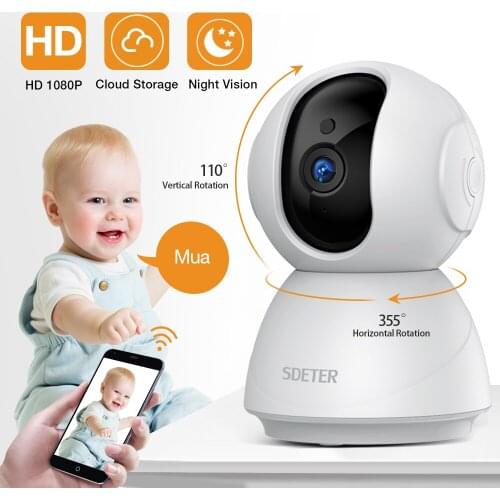 Wifi Baby Security Monitor, Wireless Night Vision CCTV IP Camera for Nanny and Pet Camera, 1080P