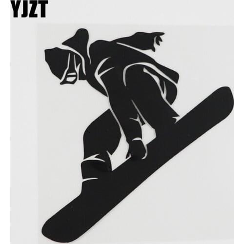 YJZT 12.3CMX13.6CM Sport Snowboarder Winter Gift Decal Vinyl Car Sticker Black/Silver 8A-0359