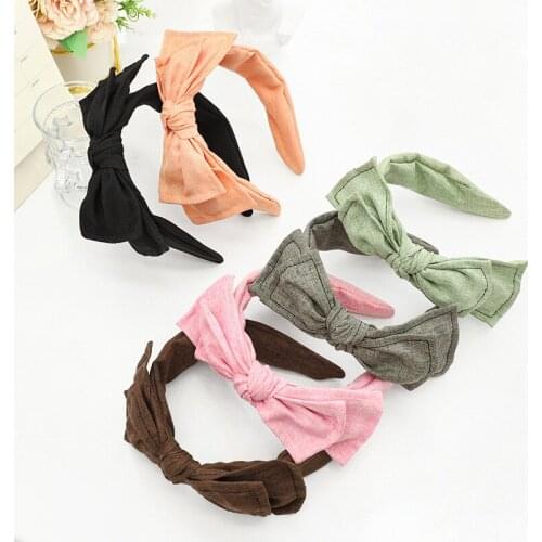 Of the retro solid color fabric hair accessories temperament pressure hair wash face headband simple side bow headband women