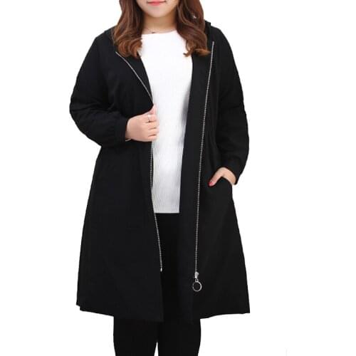 Special plus size 10XL women windbreaker coat fashion medium long autumn winter long-sleeved hooded Womens trench coat overcoat