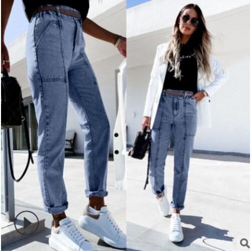 2021 Summer Casual Temperament Ladies Jeans Straight Mid-waist Comfortable and Breathable Womens Denim Feet Trousers WS23