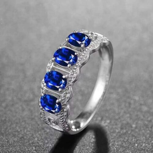 Natural Sapphire Gemstone Ring S925 Sterling Silver Fine Fashion Charming Jewelry for Women Free Shipping MeiBaPJFS
