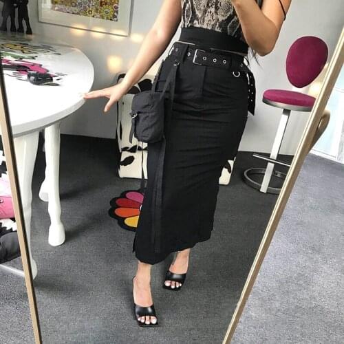2 Color Recommended Cool Side Pockets Decorative Tooling Sensed Hip Belt High Waist Half Length Skirt
